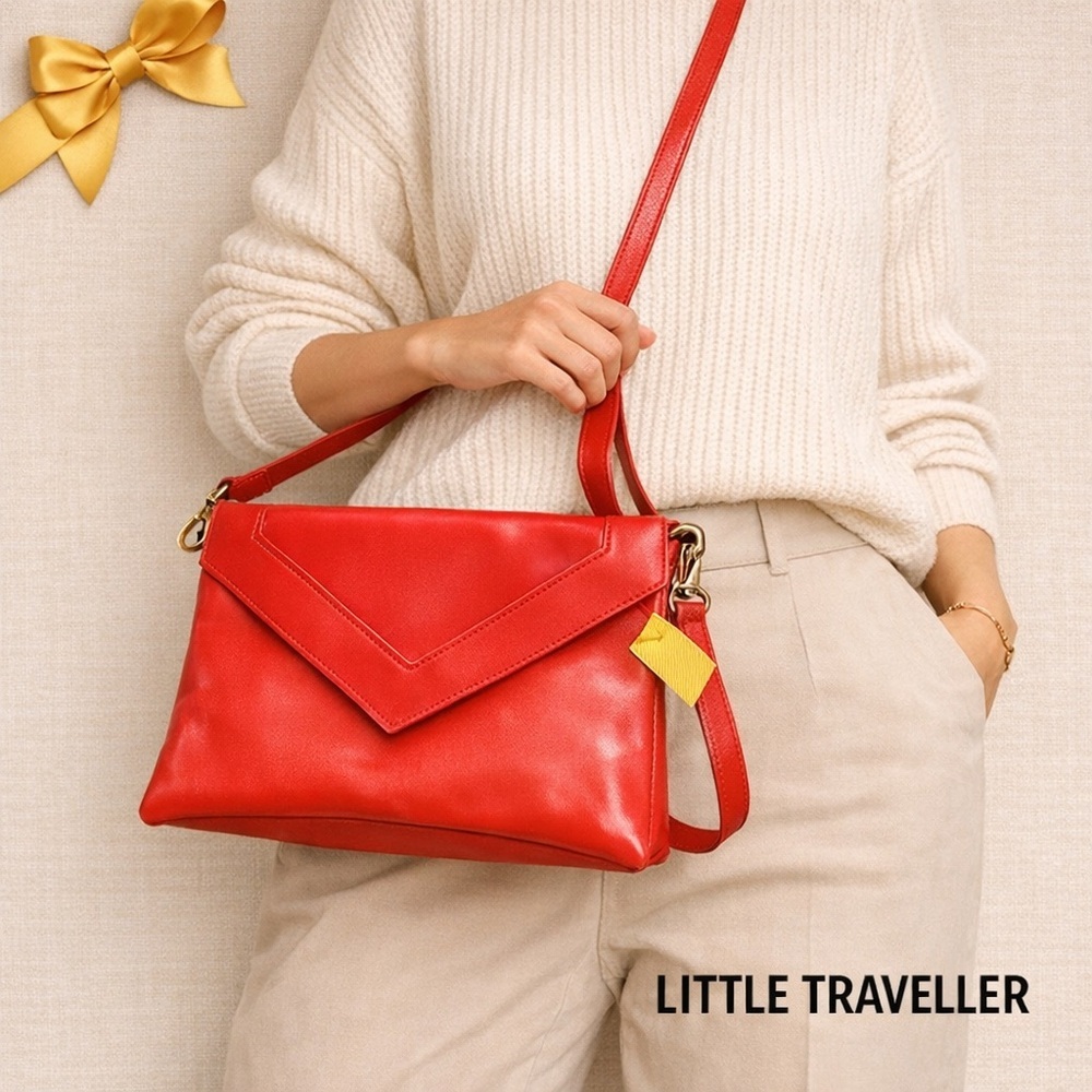 Little Traveller Red Leather Crossbody NWT 12x8 bf